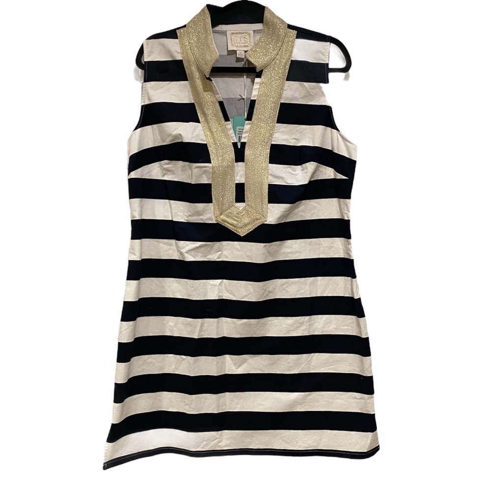 Sail to Sable striped tunic dress with gold trim